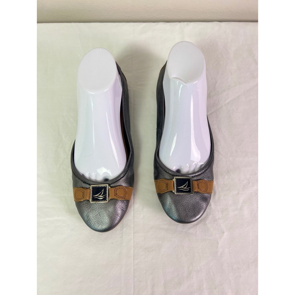 Sperry Top-Sider Palmdale Driving Loafer 8M Metallic Pewter Leather Flats Preppy